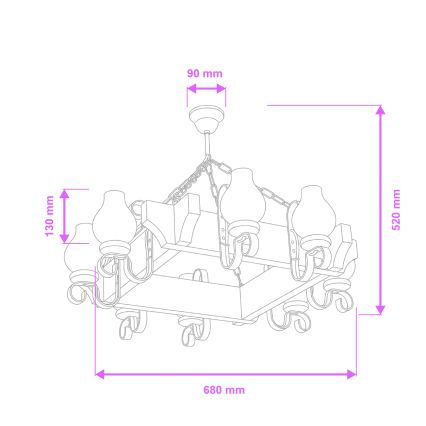 Brilagi - Kronleuchter an Kette QUEEN 8xE14/40W/230V Buche/Walnuss