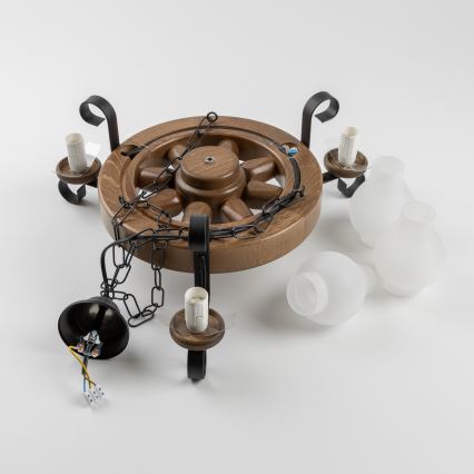 Brilagi - Kronleuchter an Kette ROATA 3xE14/40W/230V Buche/Walnuss