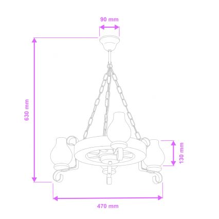 Brilagi - Kronleuchter an Kette ROATA 3xE14/40W/230V Buche/Walnuss