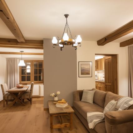 Brilagi - Kronleuchter an Kette ROATA 5xE14/40W/230V Ø 50 cm Buche/Nussbaum