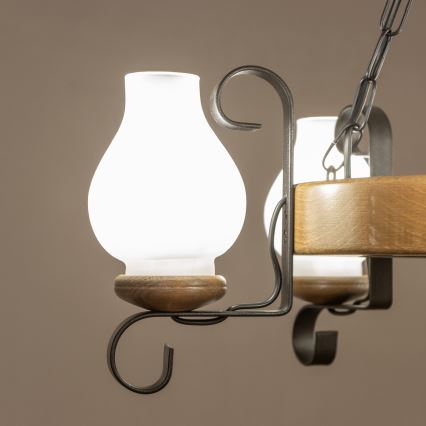 Brilagi - Kronleuchter an Kette ROATA 5xE14/40W/230V Ø 50 cm Buche/Nussbaum