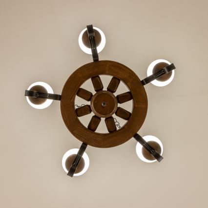 Brilagi - Kronleuchter an Kette ROATA 5xE14/40W/230V Ø 50 cm Buche/Nussbaum