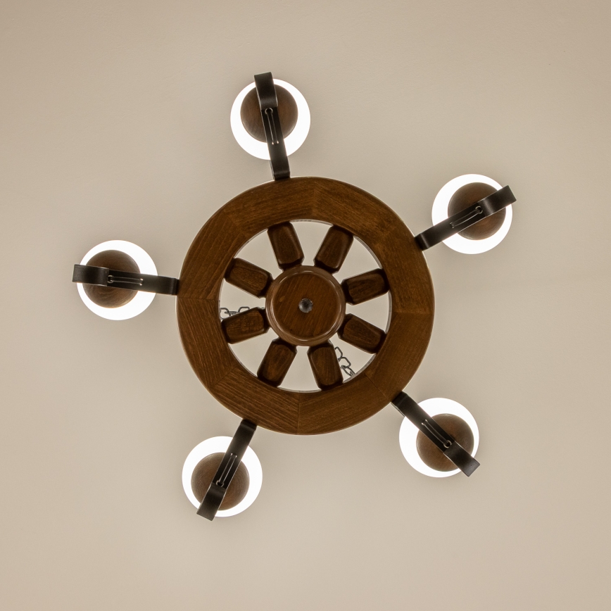 Brilagi - Kronleuchter an Kette ROATA 5xE14/40W/230V Ø 50 cm Buche/Nussbaum