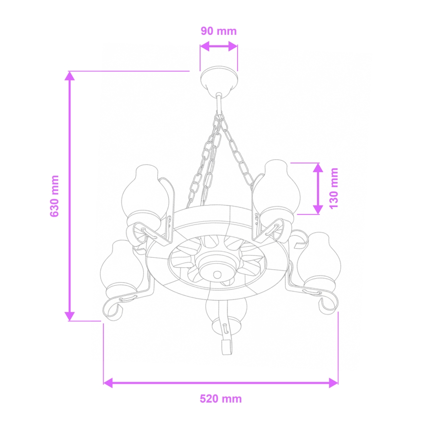 Brilagi - Kronleuchter an Kette ROATA 5xE14/40W/230V Ø 50 cm Buche/Nussbaum
