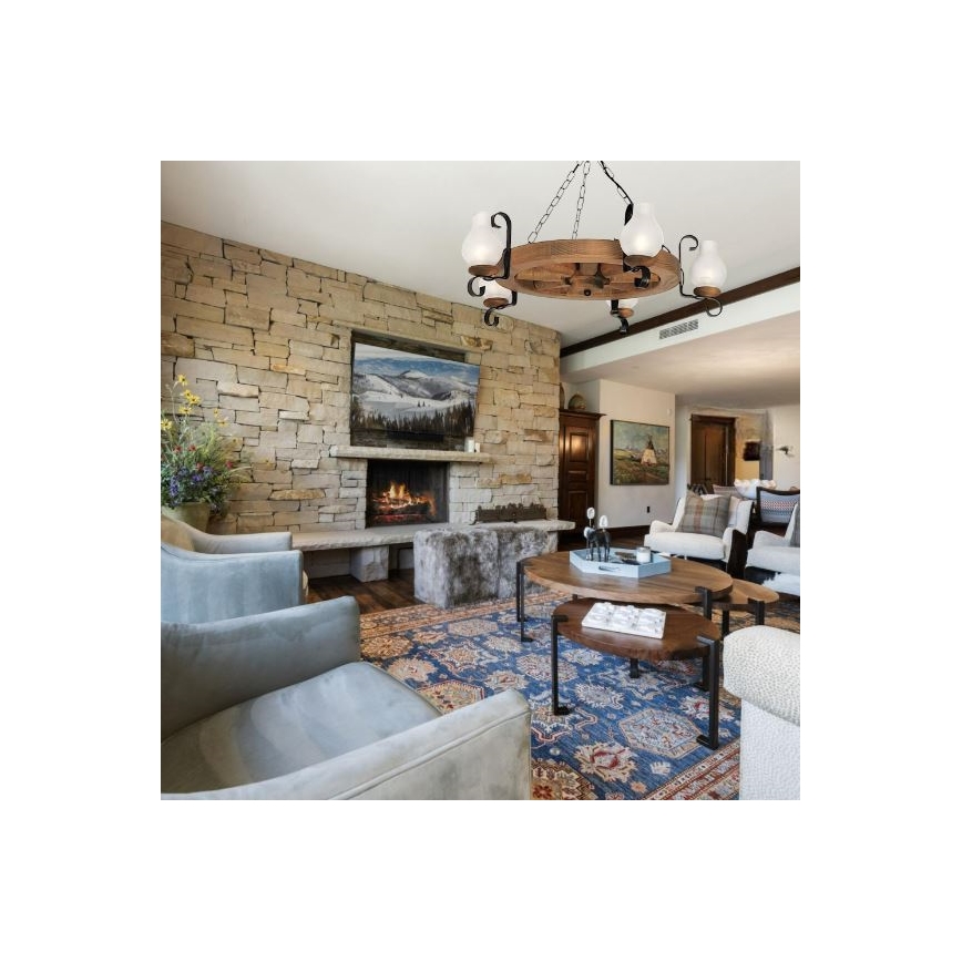 Brilagi - Kronleuchter an Kette ROATA 5xE14/40W/230V Ø 70 cm Buche