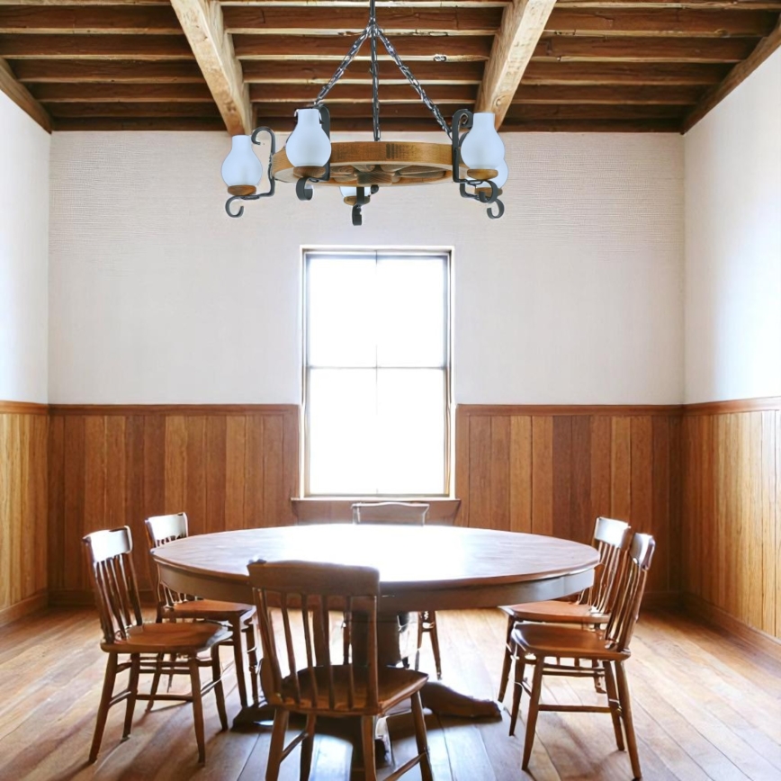 Brilagi - Kronleuchter an Kette ROATA 5xE14/40W/230V Ø 70 cm Buche