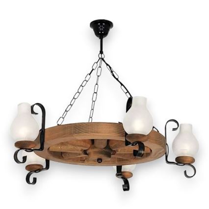 Brilagi - Kronleuchter an Kette ROATA 5xE14/40W/230V Ø 70 cm Buche