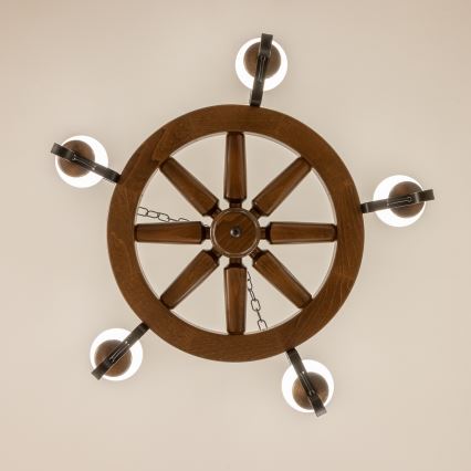 Brilagi - Kronleuchter an Kette ROATA 5xE14/40W/230V Ø 70 cm Buche/Nussbaum