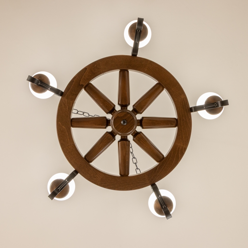 Brilagi - Kronleuchter an Kette ROATA 5xE14/40W/230V Ø 70 cm Buche/Nussbaum