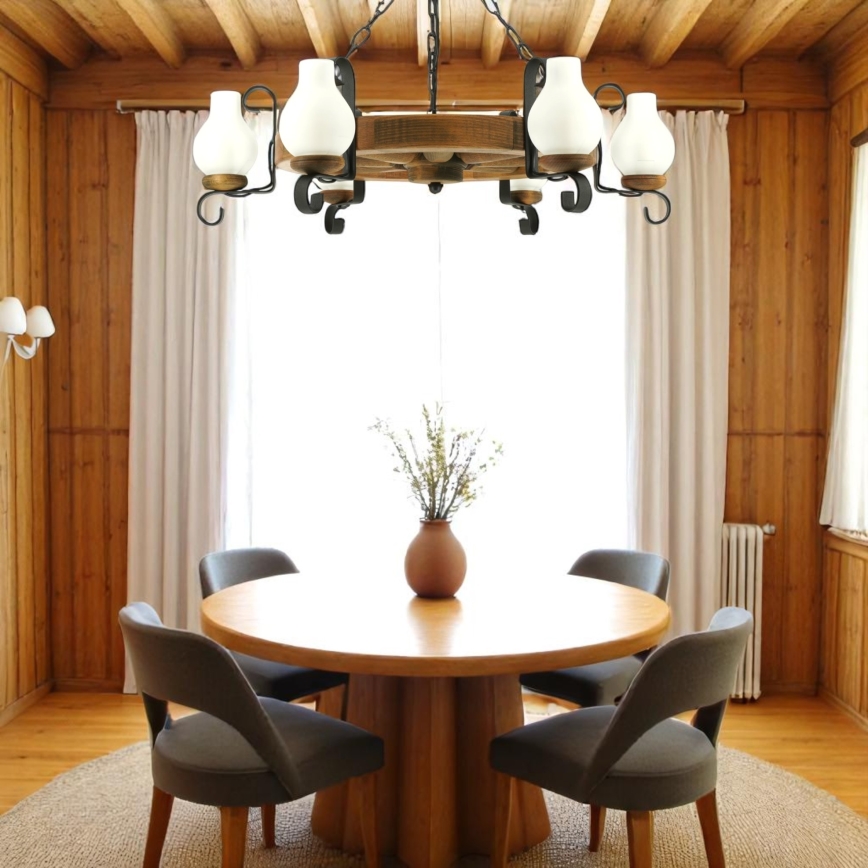 Brilagi - Kronleuchter an Kette ROATA 6xE14/40W/230V Buche