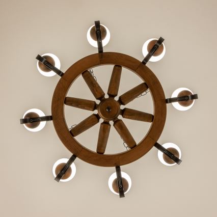 Brilagi - Kronleuchter an Kette ROATA 8xE14/40W/230V Ø 70 cm Buche