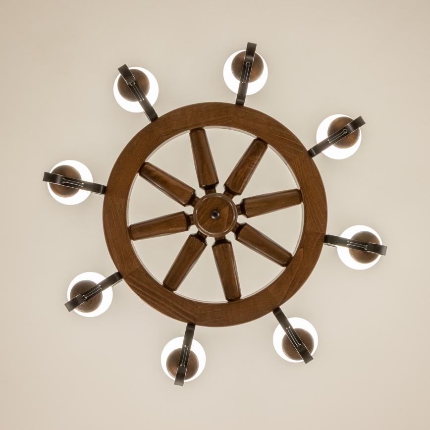 Brilagi - Kronleuchter an Kette ROATA 8xE14/40W/230V Ø 70 cm Buche/Nussbaum