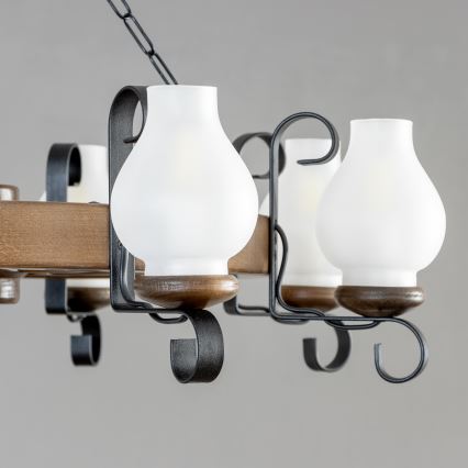 Brilagi - Kronleuchter an Kette ROATA 8xE14/40W/230V Ø 70 cm Buche/Nussbaum