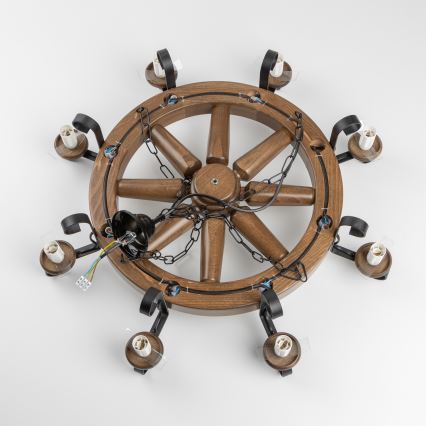 Brilagi - Kronleuchter an Kette ROATA 8xE14/40W/230V Ø 70 cm Buche/Nussbaum