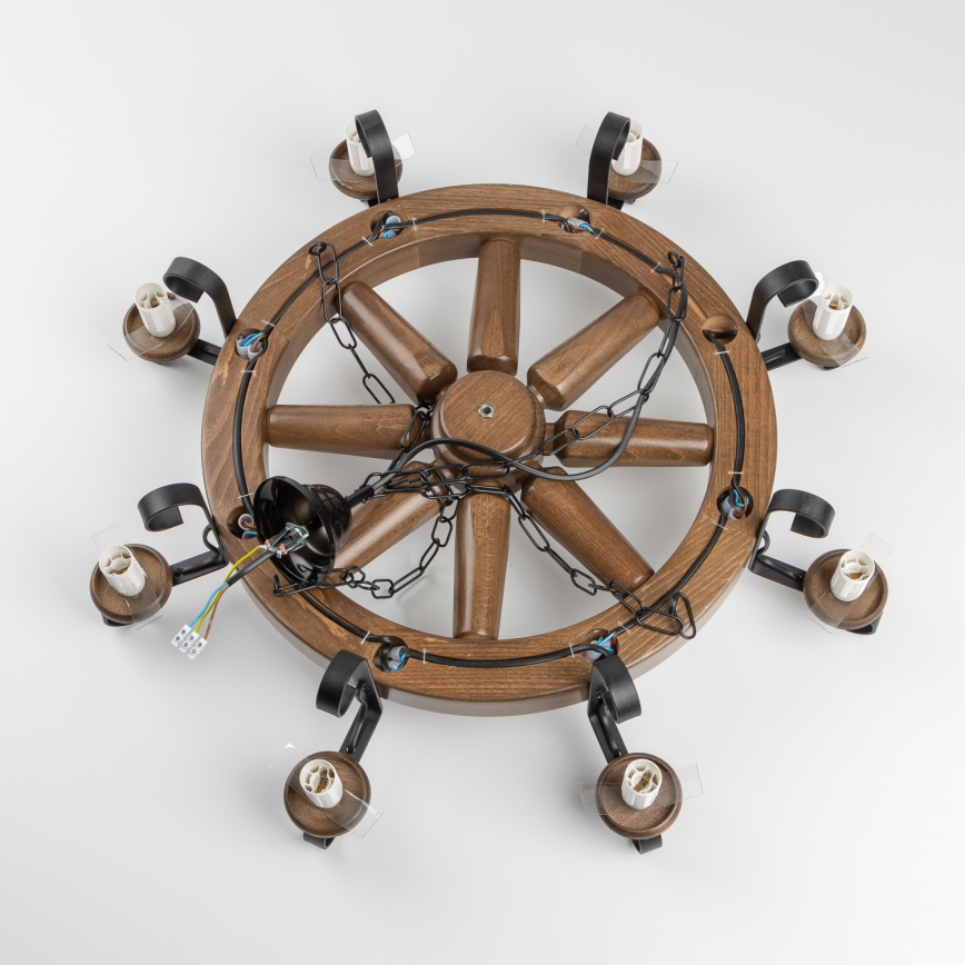 Brilagi - Kronleuchter an Kette ROATA 8xE14/40W/230V Ø 70 cm Buche/Nussbaum