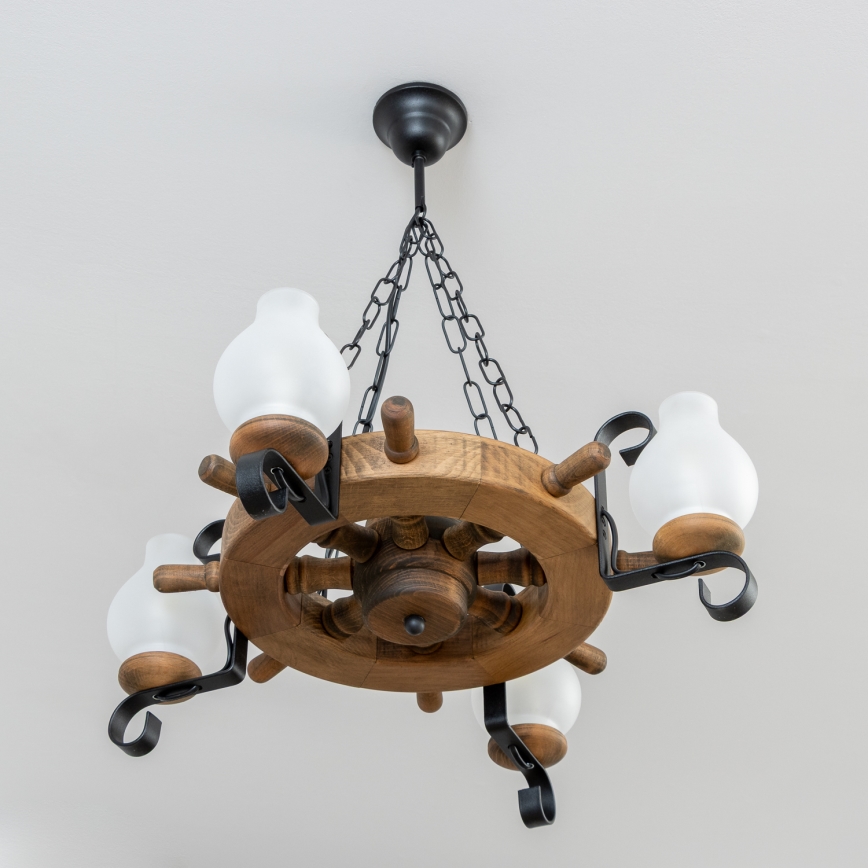 Brilagi - Kronleuchter an Kette TIMONA 4xE14/40W/230V Ø 50 cm Buche