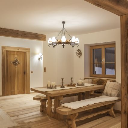 Brilagi - Kronleuchter an Kette TIMONA 8xE14/40W/230V Ø 70 cm Buche/Nussbaum