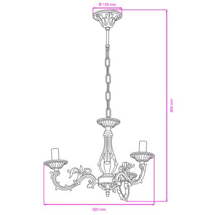 BRILAGI - Kronleuchter mit Kette CLASSIC 3xE14/10W/230V Messing