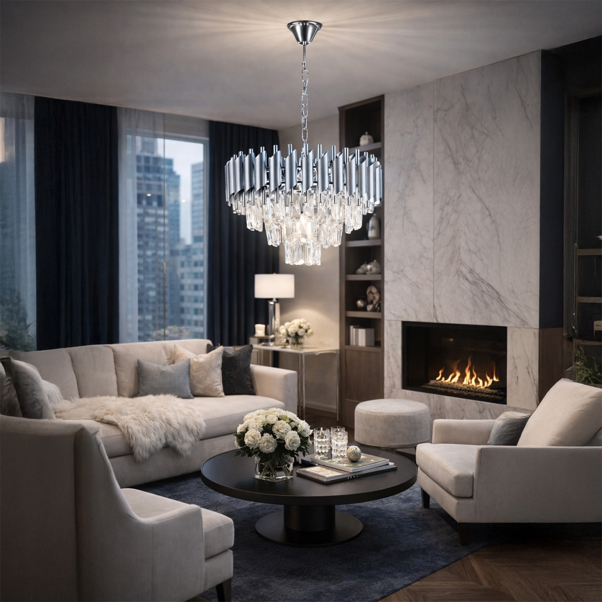 Brilagi - Kronleuchter mit Kette ECLIPSE 5xE14/10W/230V Ø 38 cm silberfarben