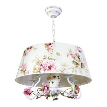 BRILAGI - Kronleuchter mit Kette FLORENCE 5xE14/40W/230V weiß/rosa