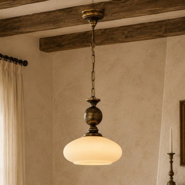 BRILAGI - Kronleuchter mit Kette MOLLERO 1xE27/15W/230V Ø 24 cm Bronze/Patina