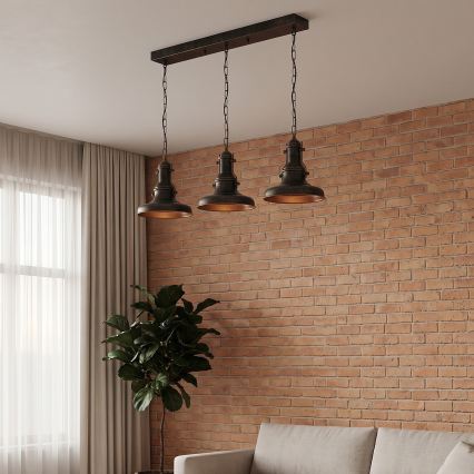 Brilagi - Kronleuchter mit Kette PYRONIC 3xE27/40W/230V Bronze/Patina