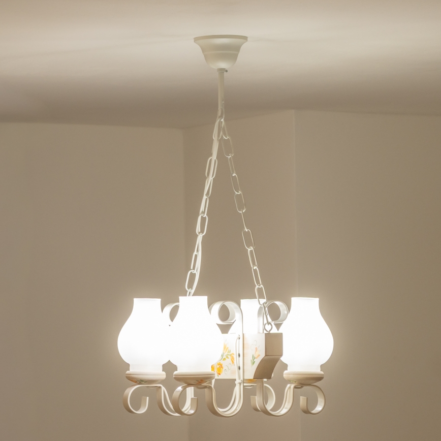 Brilagi - Kronleuchter mit Kette QUEEN 4xE14/40W/230V Buche/cremefarben