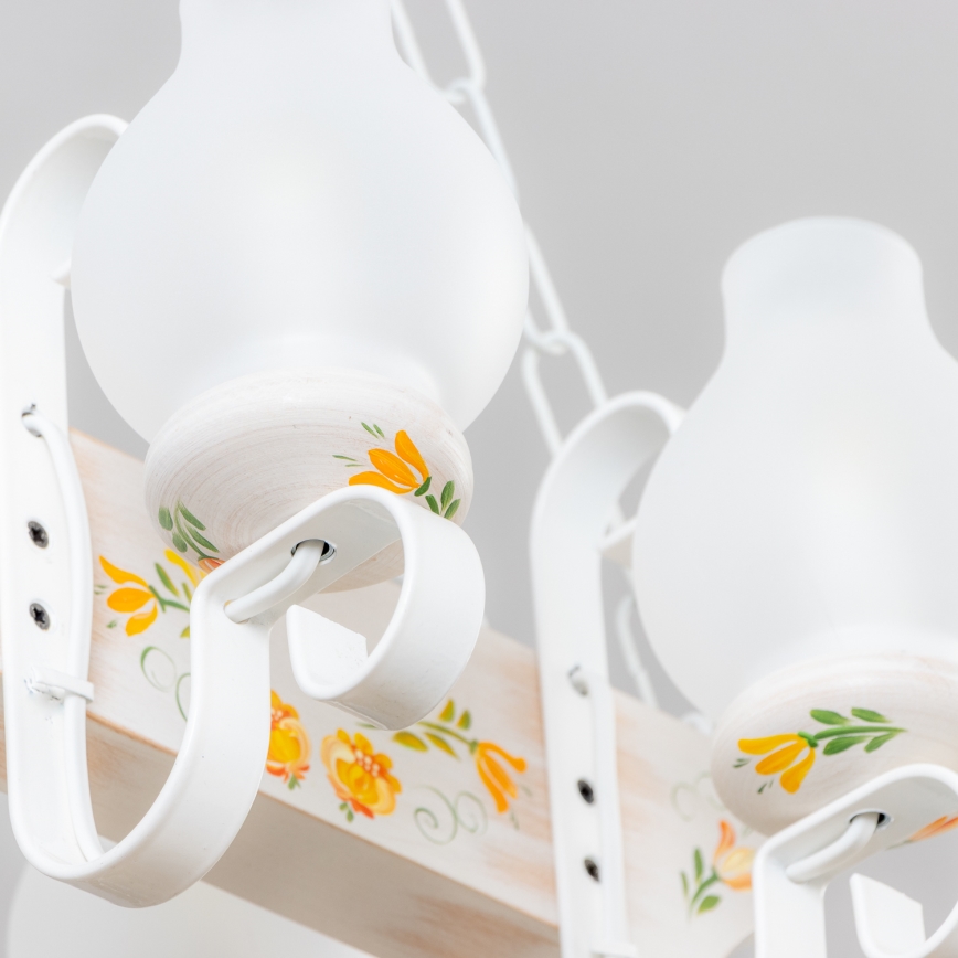 Brilagi - Kronleuchter mit Kette QUEEN 4xE14/40W/230V Buche/cremefarben