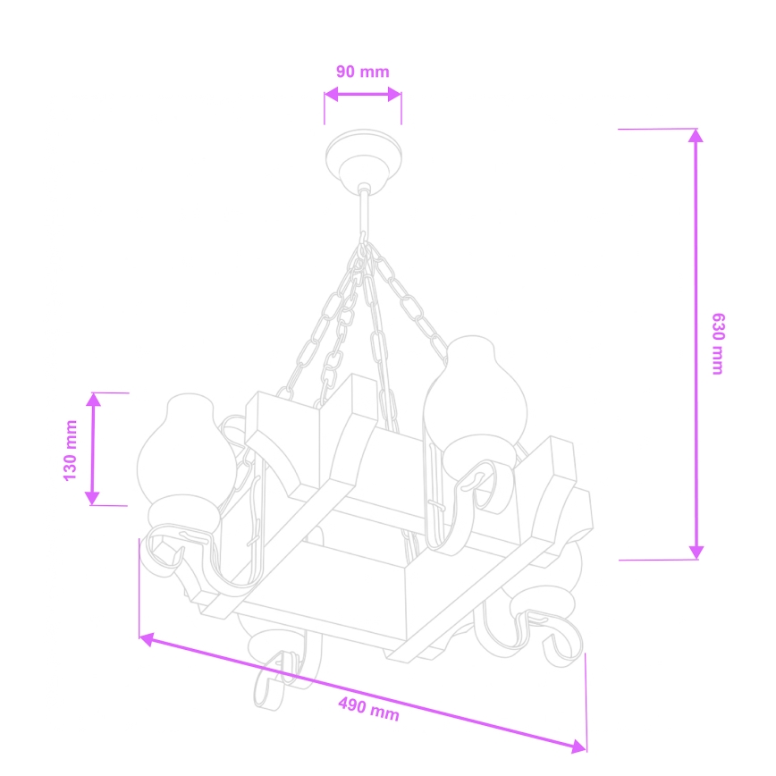 Brilagi - Kronleuchter mit Kette QUEEN 4xE14/40W/230V Buche/cremefarben