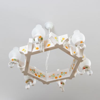 Brilagi - Kronleuchter mit Kette QUEEN 6xE14/40W/230V Buche/Creme