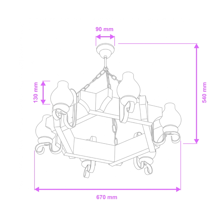 Brilagi - Kronleuchter mit Kette QUEEN 6xE14/40W/230V Buche/Creme