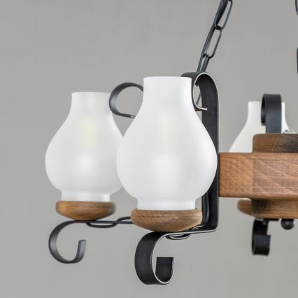 Brilagi - Kronleuchter mit Kette ROATA, 5xE14/40W/230V, Ø 50 cm, Buche