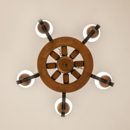 Brilagi - Kronleuchter mit Kette ROATA, 5xE14/40W/230V, Ø 50 cm, Buche