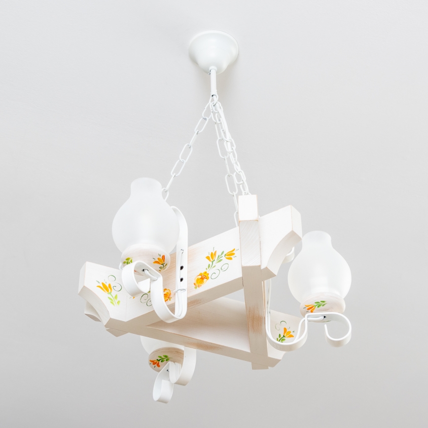 Brilagi - Kronleuchter QUEEN an Kette 3xE14/40W/230V Buche/Creme