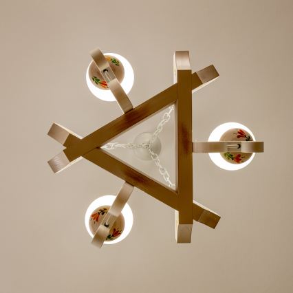 Brilagi - Kronleuchter QUEEN an Kette 3xE14/40W/230V Buche/Creme