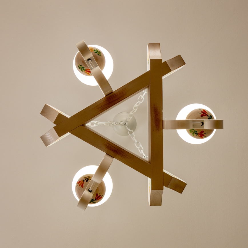 Brilagi - Kronleuchter QUEEN an Kette 3xE14/40W/230V Buche/Creme