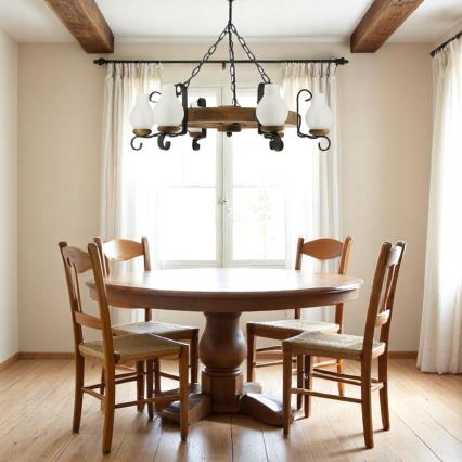 Brilagi - Kronleuchter ROATA mit Kette, 6xE14/40W/230V, Ø 70 cm, Buche