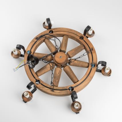 Brilagi - Kronleuchter ROATA mit Kette, 6xE14/40W/230V, Ø 70 cm, Buche