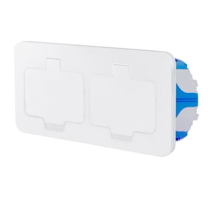 BRILAGI - Küchen-Einbaudoppelsteckdose INBOX IP55, weiß, rechteckig