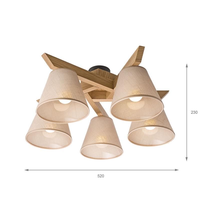 Brilagi - LED  Anbauleuchte ANTHONY 5xE14/40W/230V Eiche/beige