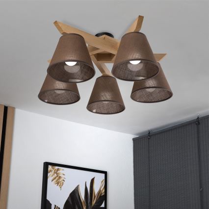 Brilagi - LED  Anbauleuchte ANTHONY 5xE14/40W/230V Eiche/braun