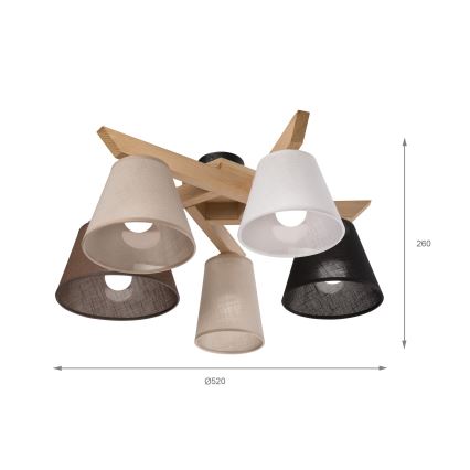 Brilagi - LED  Anbauleuchte ANTHONY 5xE14/40W/230V Eiche