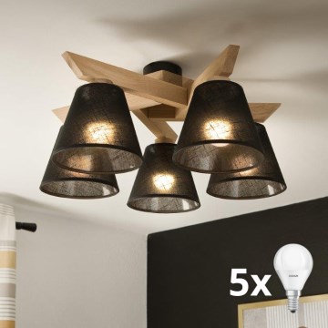 Brilagi - LED  Anbauleuchte ANTHONY 5xE14/40W/230V Eiche/schwarz