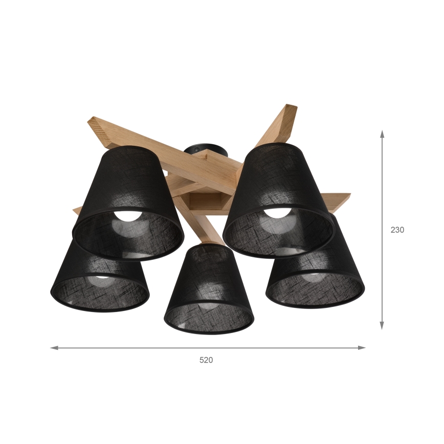 Brilagi - LED  Anbauleuchte ANTHONY 5xE14/40W/230V Eiche/schwarz