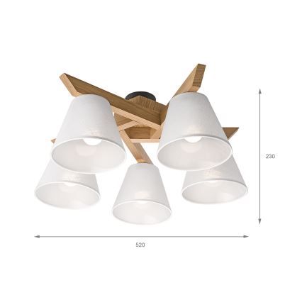 Brilagi - LED  Anbauleuchte ANTHONY 5xE14/40W/230V Eiche/weiß