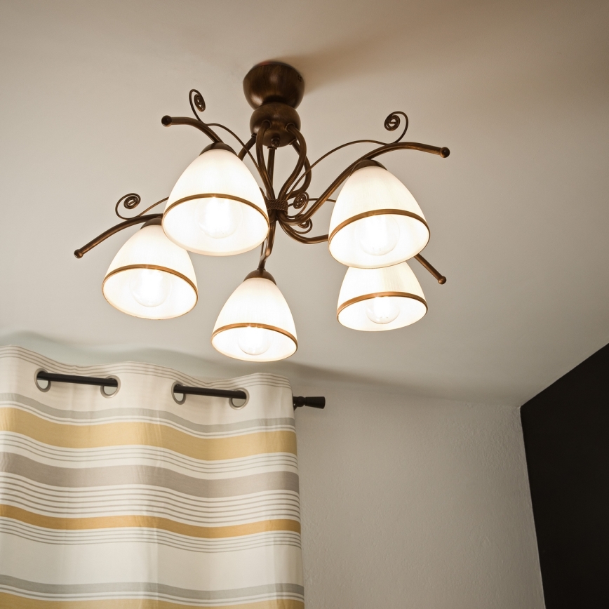 Brilagi - LED-Anbauleuchte ANTICO 5xE27/60W/230V bronzen