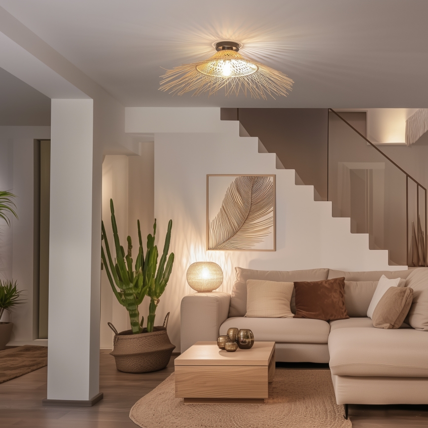 Brilagi - LED-Anbauleuchte CERIA BOHO, 1x E27/40W/230V, Ø 70 cm, Bambus