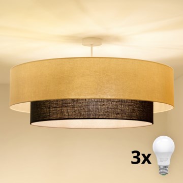 Brilagi - LED-Aufbau-Deckenleuchte BOHO-STIL 3xE27/15W/230V Ø 80 cm creme/braun