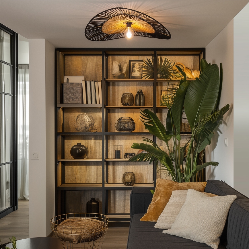 Brilagi - LED-Aufbau-Deckenleuchte CERIA BOHO, 1x E27/40W/230V, Ø 50 cm, schwarz/braun