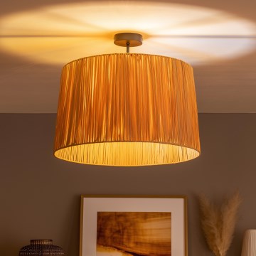 Brilagi - LED-Aufbau-Deckenleuchte CERIA BOHO 1xE27/60W/230V Ø 50 cm schwarz/raffia